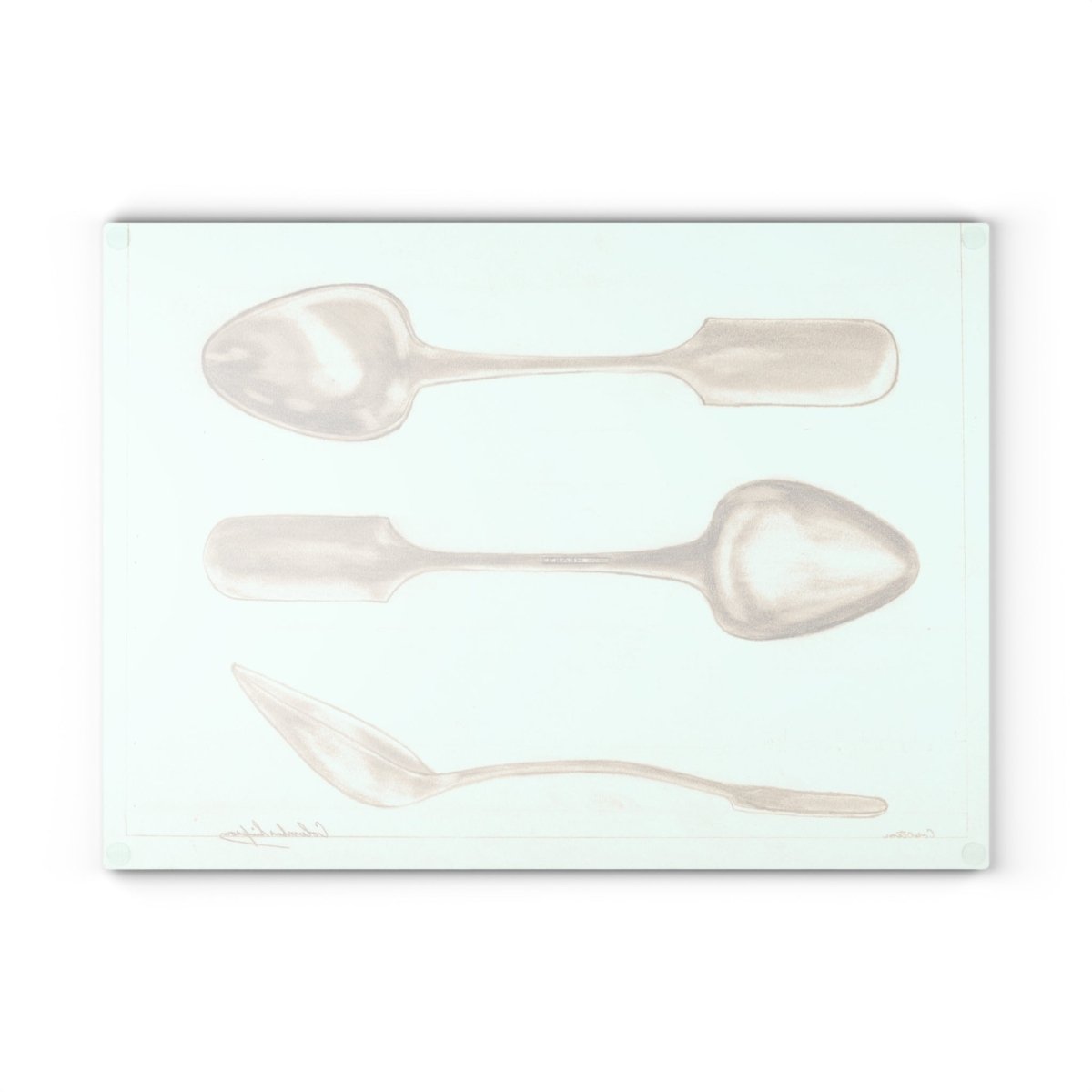 Vintage Spoons | Glass Chopping Board - Glass Chopping Board - Piccolo Fiore Prints