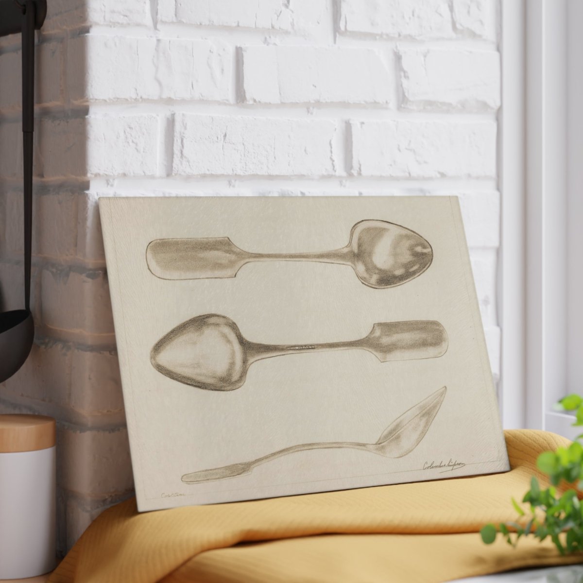 Vintage Spoons | Glass Chopping Board - Glass Chopping Board - Piccolo Fiore Prints