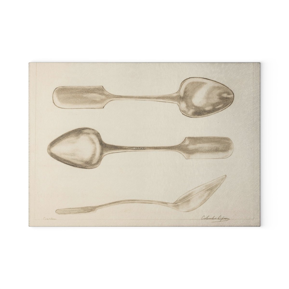 Vintage Spoons | Glass Chopping Board - Glass Chopping Board - Piccolo Fiore Prints