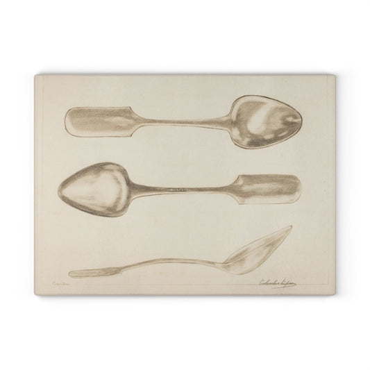 Vintage Spoons | Glass Chopping Board - Glass Chopping Board - Piccolo Fiore Prints