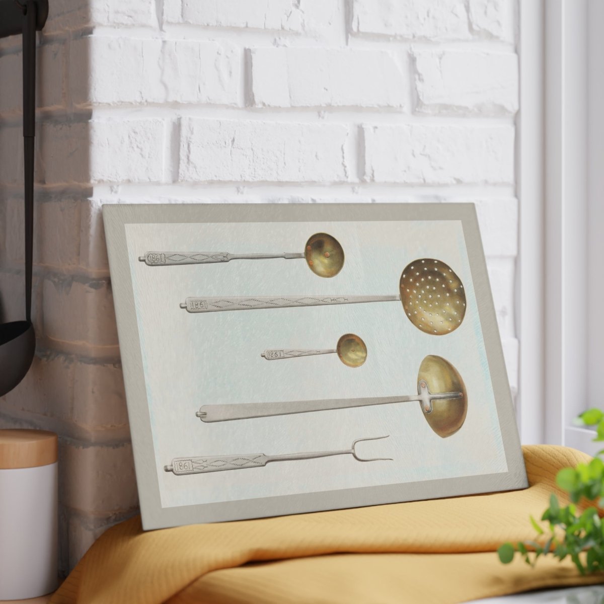 Vintage Utensils | Glass Chopping Board - Glass Chopping Board - Piccolo Fiore Prints