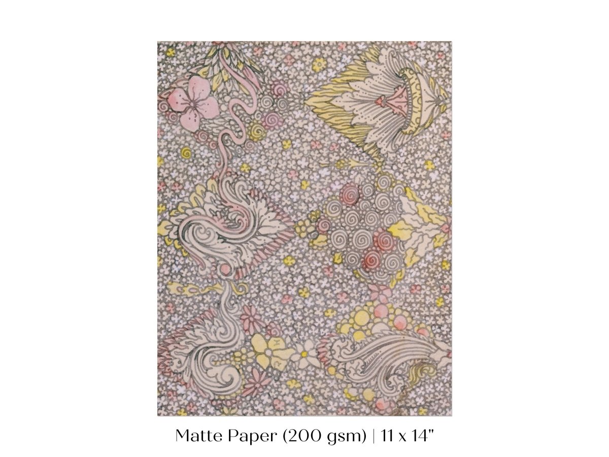 Watercolour Textile Pattern in Pink | P475 - Single Art Prints - Piccolo Fiore Prints