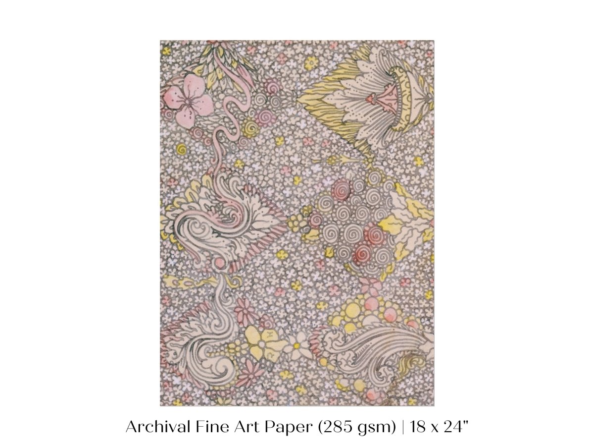 Watercolour Textile Pattern in Pink | P475 - Single Art Prints - Piccolo Fiore Prints