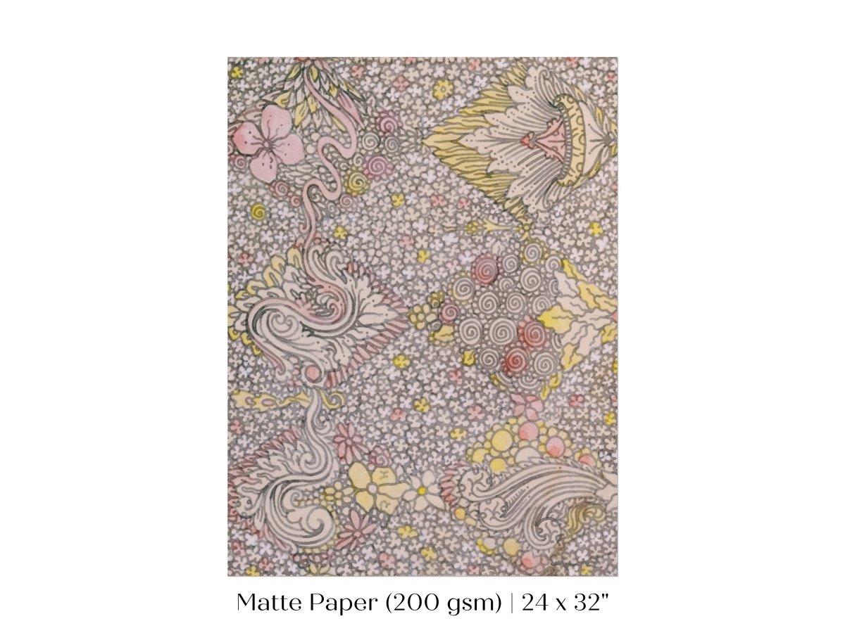 Watercolour Textile Pattern in Pink | P475 - Single Art Prints - Piccolo Fiore Prints