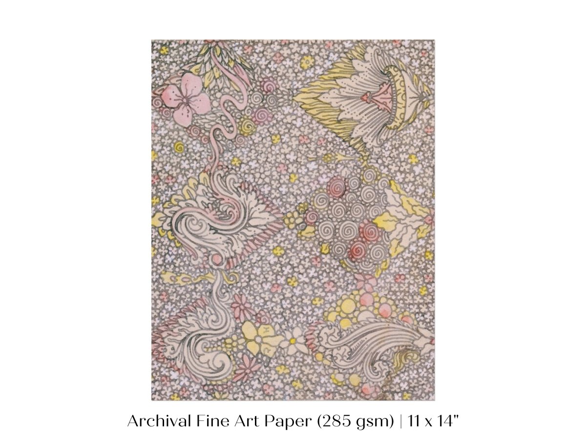 Watercolour Textile Pattern in Pink | P475 - Single Art Prints - Piccolo Fiore Prints