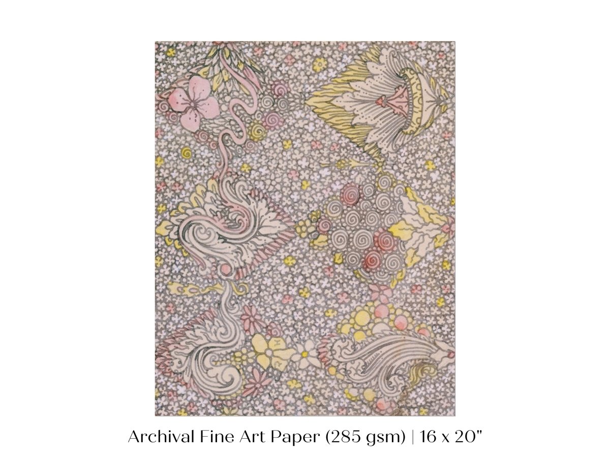Watercolour Textile Pattern in Pink | P475 - Single Art Prints - Piccolo Fiore Prints