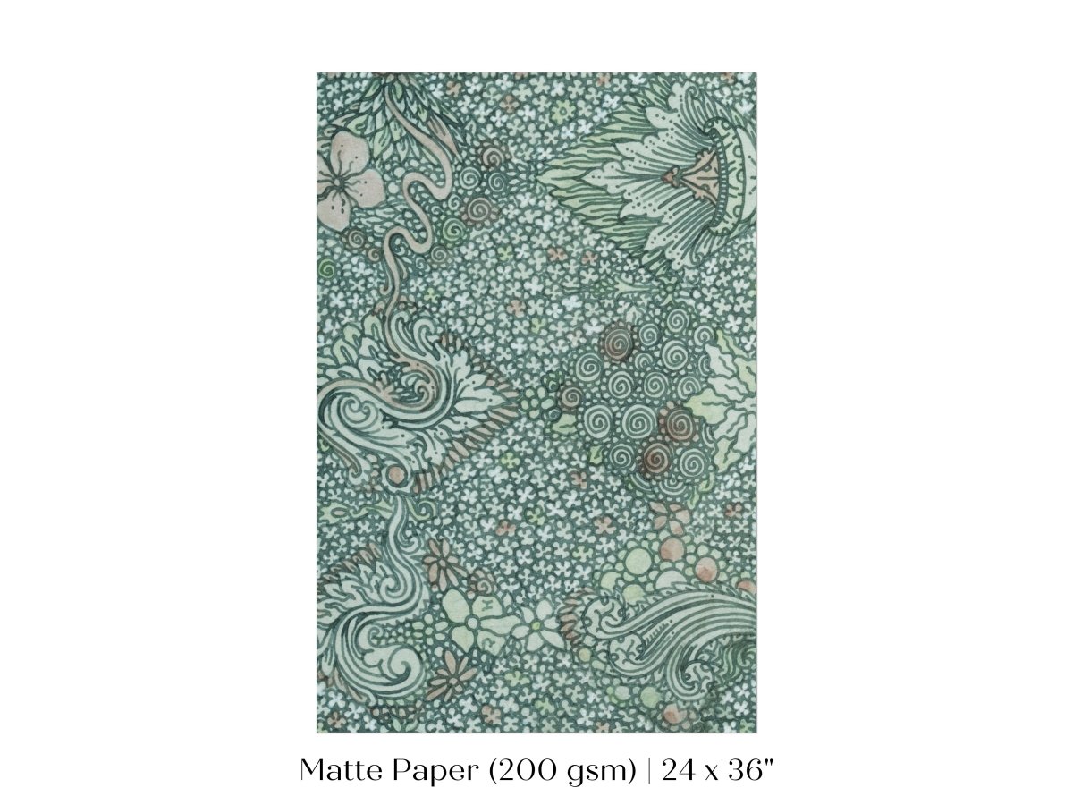Watercolour Textile Pattern in Teal | P478 - Single Art Prints - Piccolo Fiore Prints