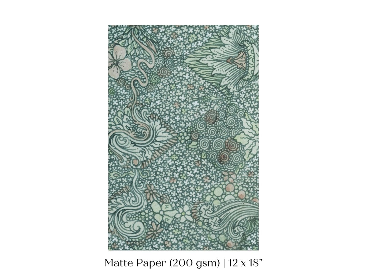 Watercolour Textile Pattern in Teal | P478 - Single Art Prints - Piccolo Fiore Prints