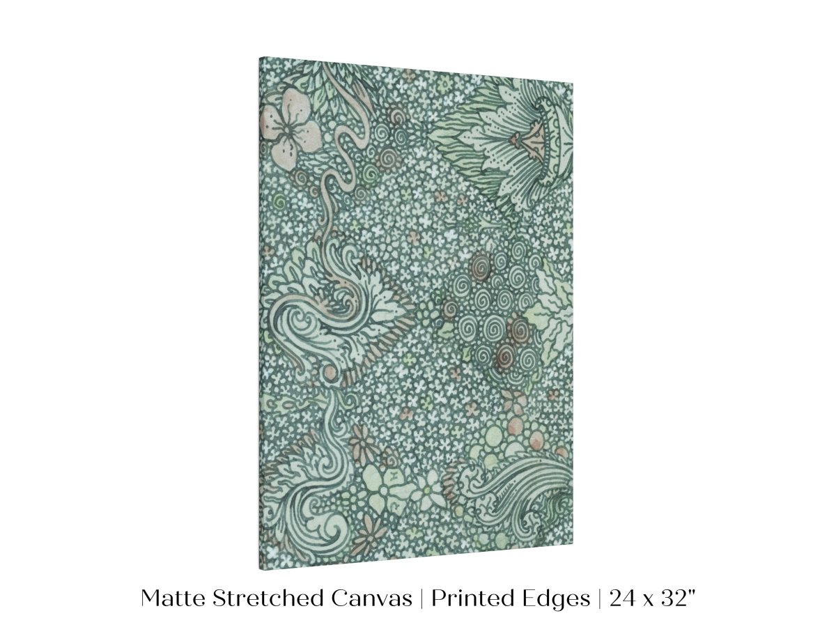 Watercolour Textile Pattern in Teal | P478 - Single Art Prints - Piccolo Fiore Prints