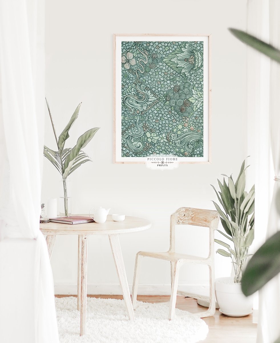 Watercolour Textile Pattern in Teal | P478 - Single Art Prints - Piccolo Fiore Prints
