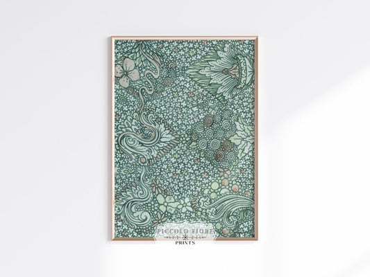 Watercolour Textile Pattern in Teal | P478 - Single Art Prints - Piccolo Fiore Prints