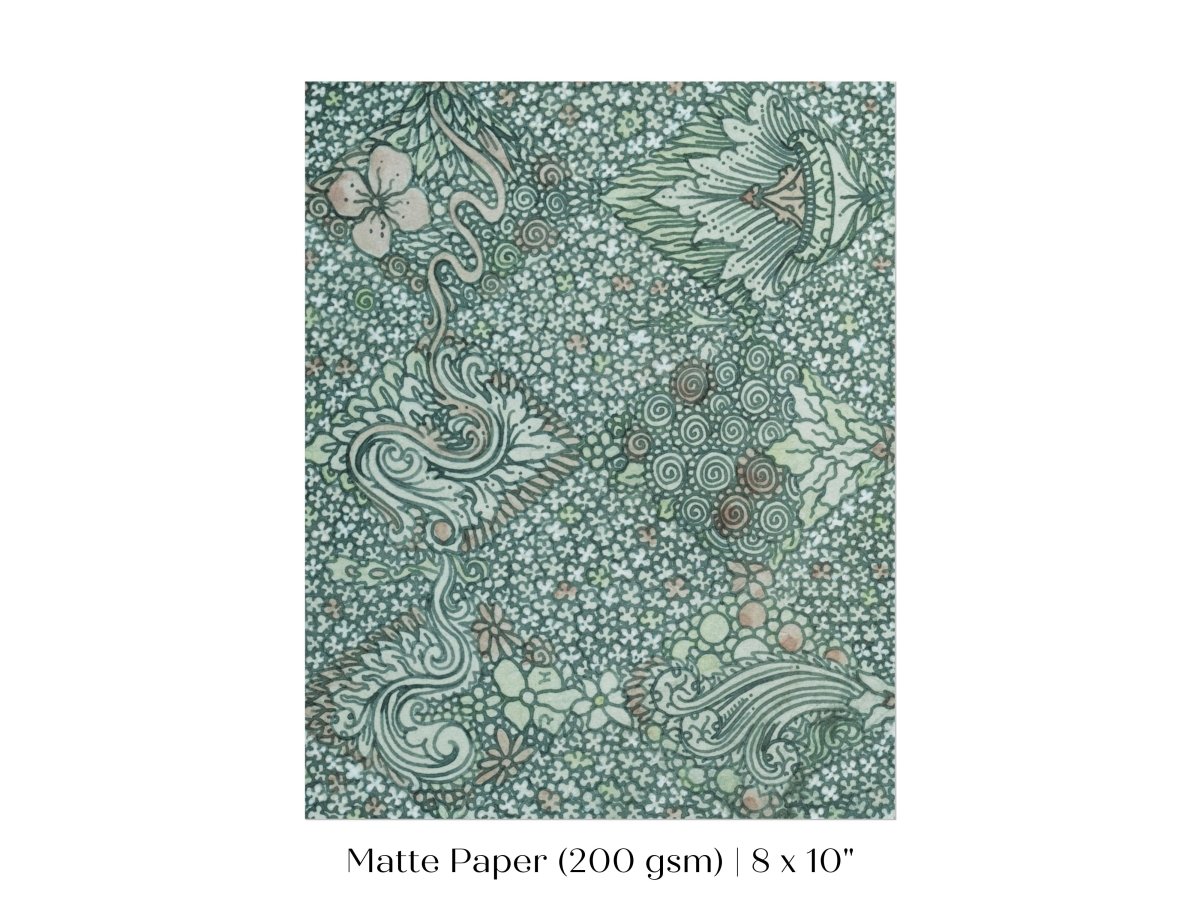 Watercolour Textile Pattern in Teal | P478 - Single Art Prints - Piccolo Fiore Prints