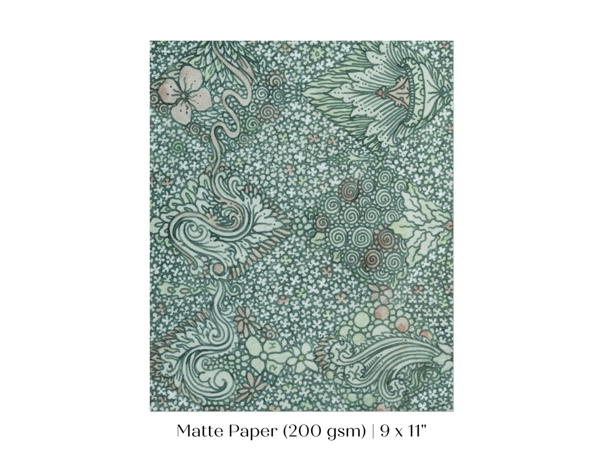 Watercolour Textile Pattern in Teal | P478 - Single Art Prints - Piccolo Fiore Prints