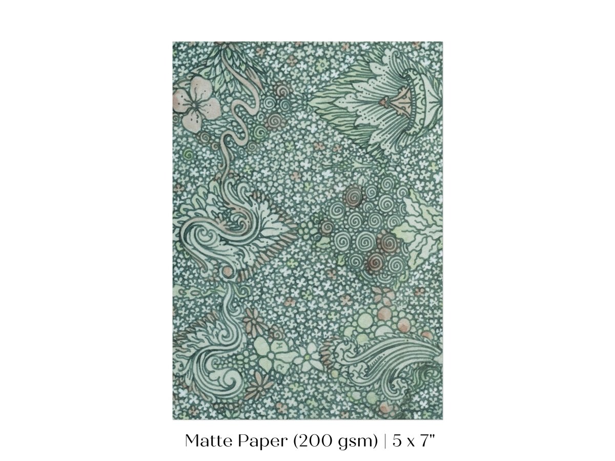 Watercolour Textile Pattern in Teal | P478 - Single Art Prints - Piccolo Fiore Prints
