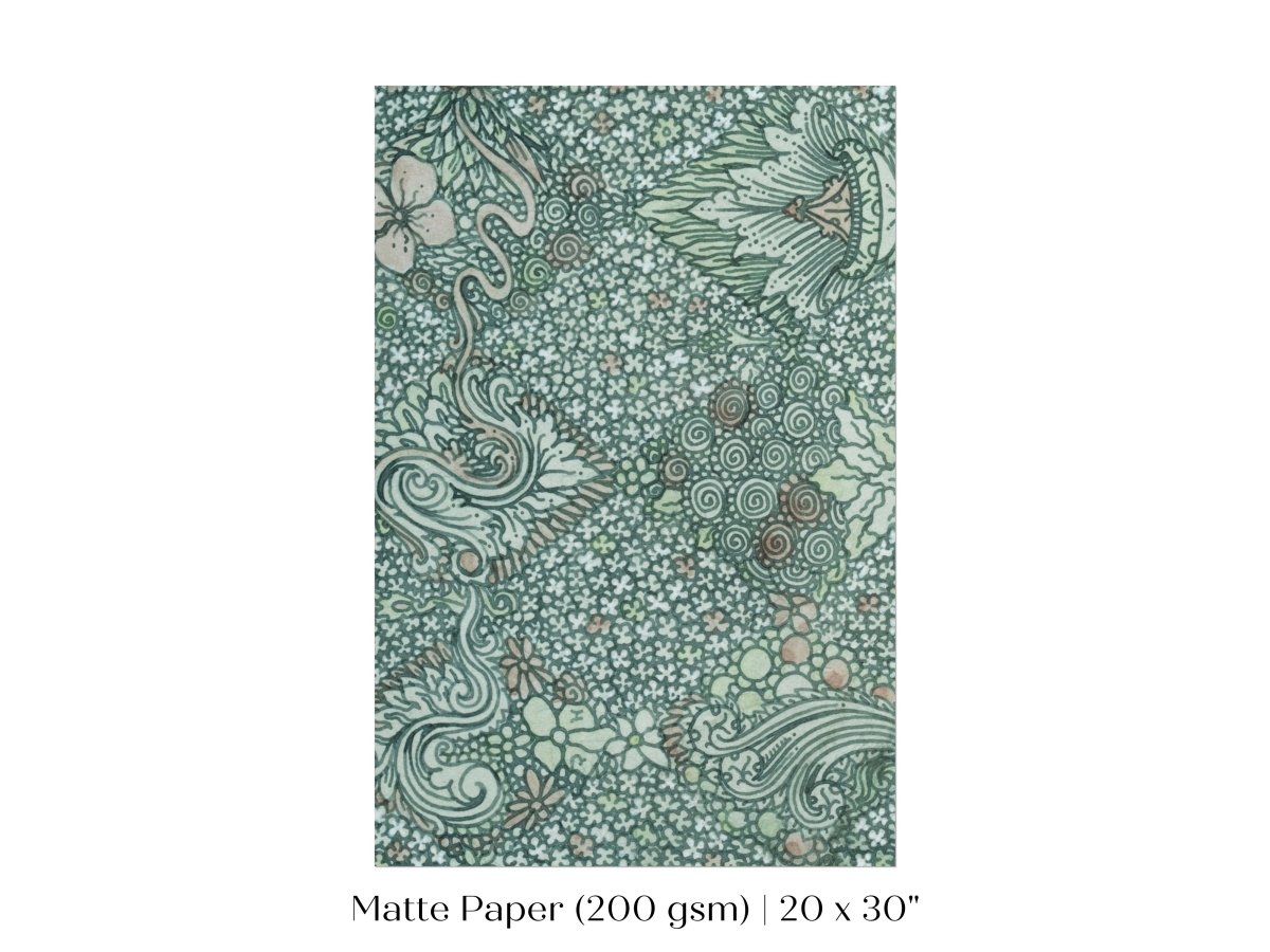 Watercolour Textile Pattern in Teal | P478 - Single Art Prints - Piccolo Fiore Prints
