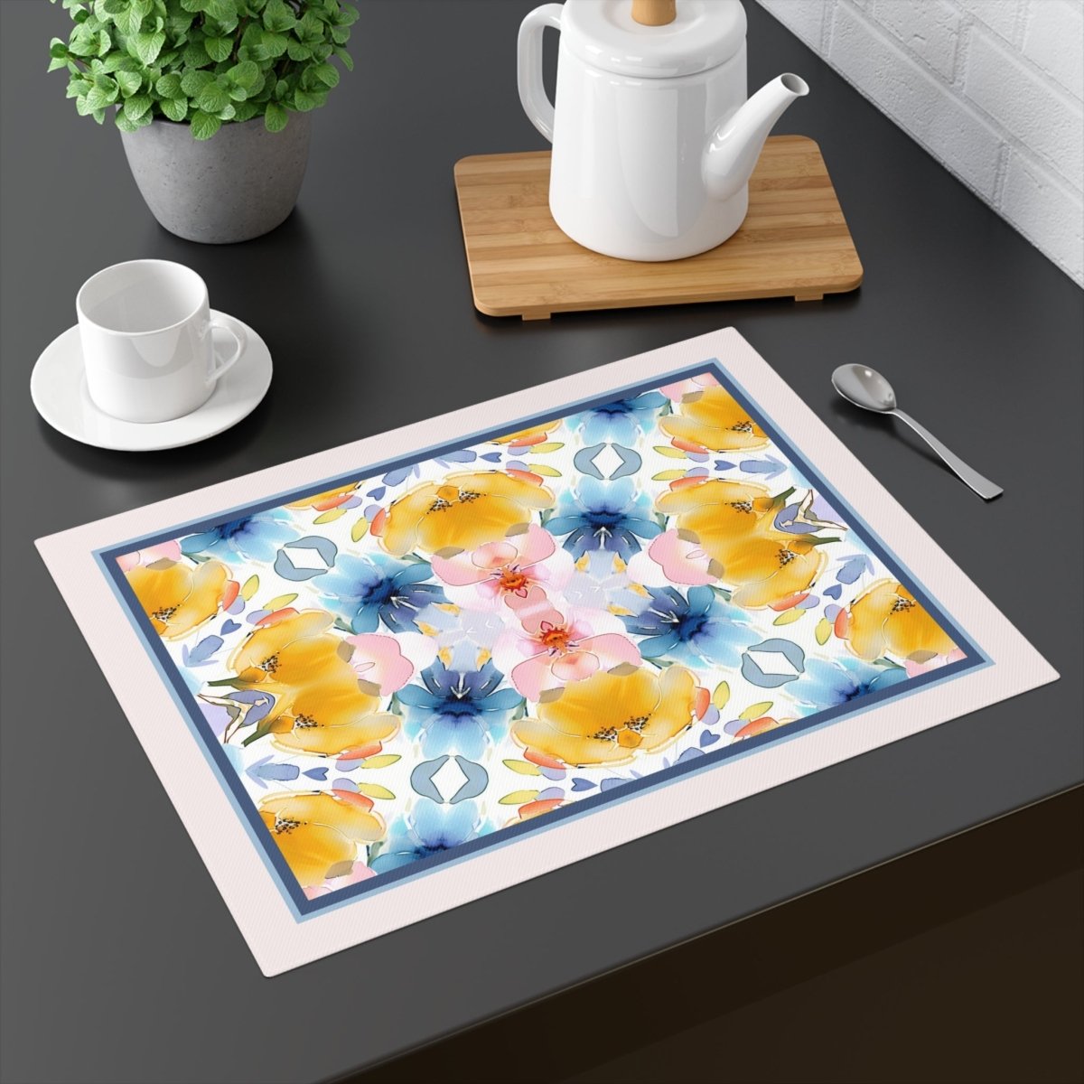 Wavy Blooms | Placemat - Cotton Twill Placemat - Piccolo Fiore Prints