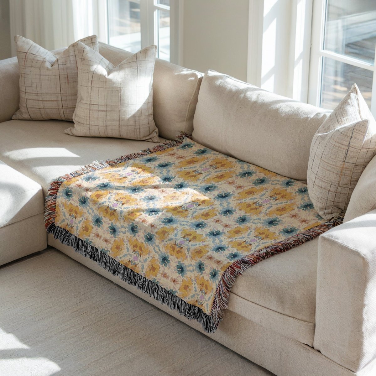 Wavy Blooms | Woven Blanket - Woven Blanket - Piccolo Fiore Prints
