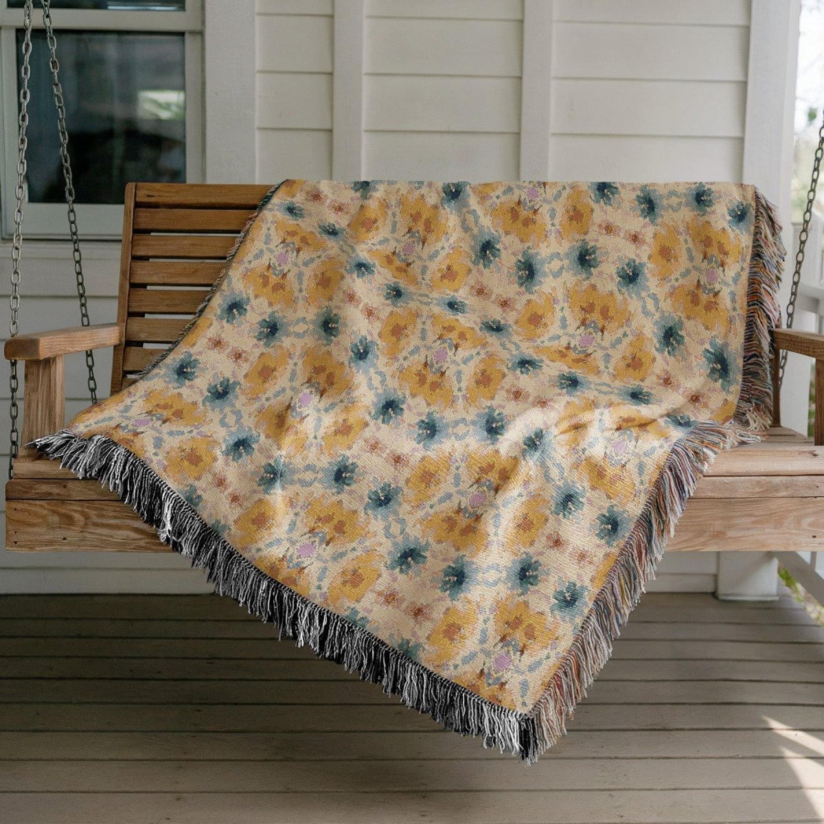 Wavy Blooms | Woven Blanket - Woven Blanket - Piccolo Fiore Prints