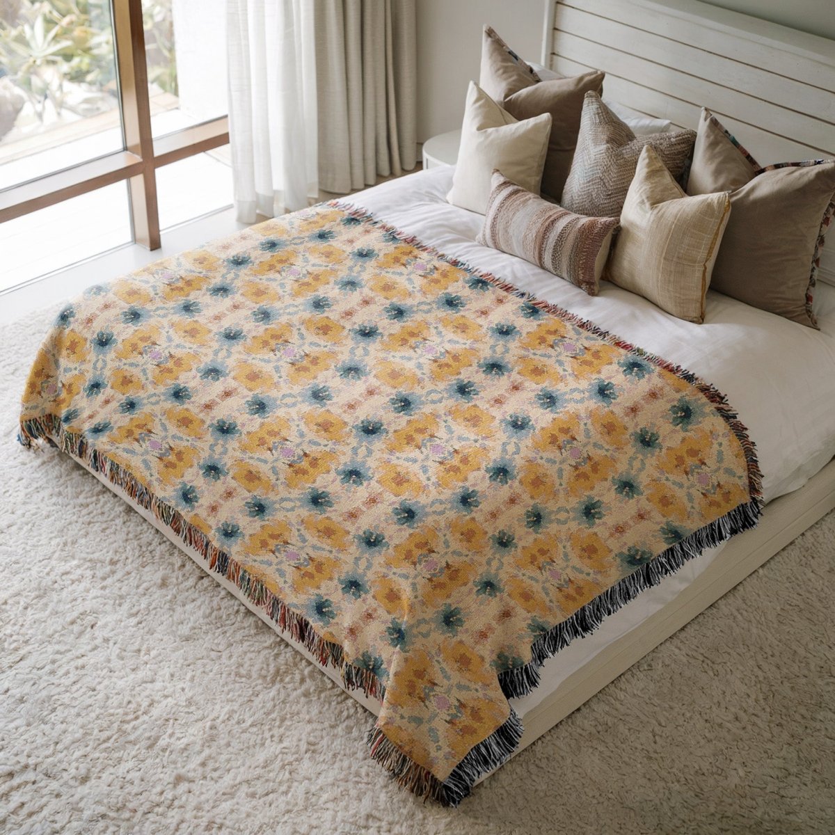 Wavy Blooms | Woven Blanket - Woven Blanket - Piccolo Fiore Prints