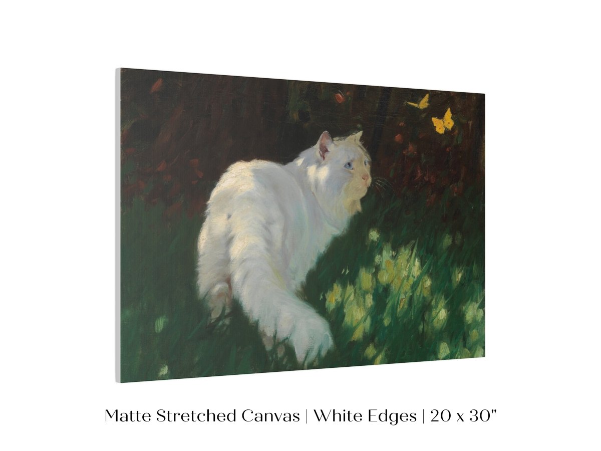 White Cat and Yellow Butterflies | P450 - Single Art Prints - Piccolo Fiore Prints
