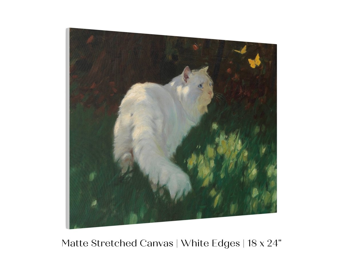 White Cat and Yellow Butterflies | P450 - Single Art Prints - Piccolo Fiore Prints