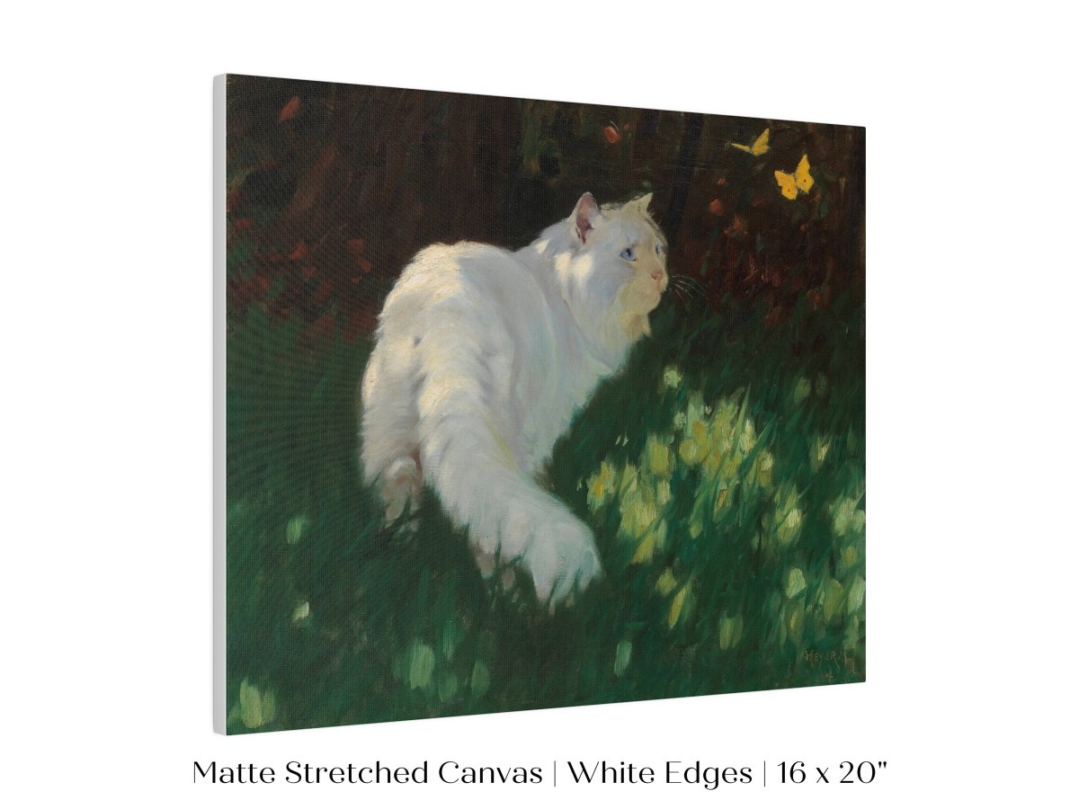 White Cat and Yellow Butterflies | P450 - Single Art Prints - Piccolo Fiore Prints