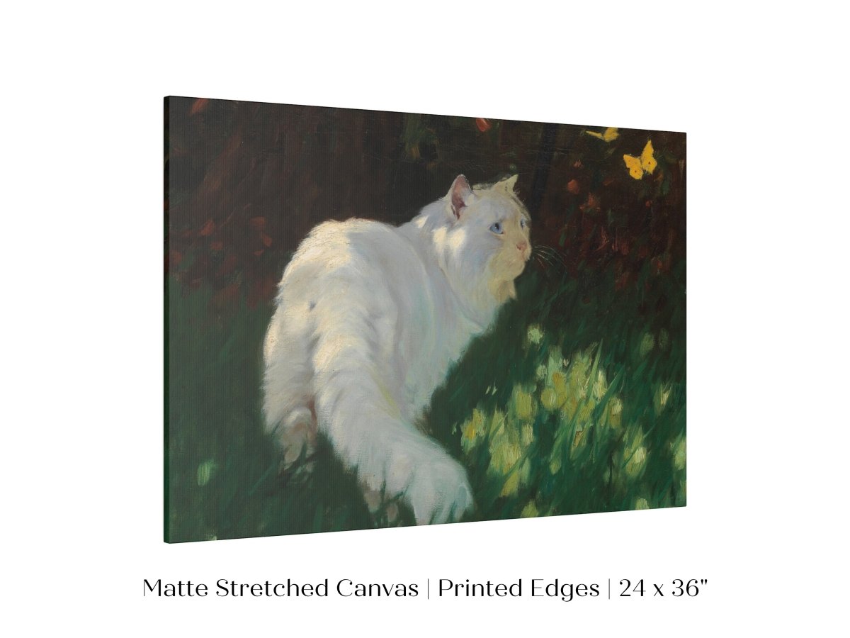 White Cat and Yellow Butterflies | P450 - Single Art Prints - Piccolo Fiore Prints
