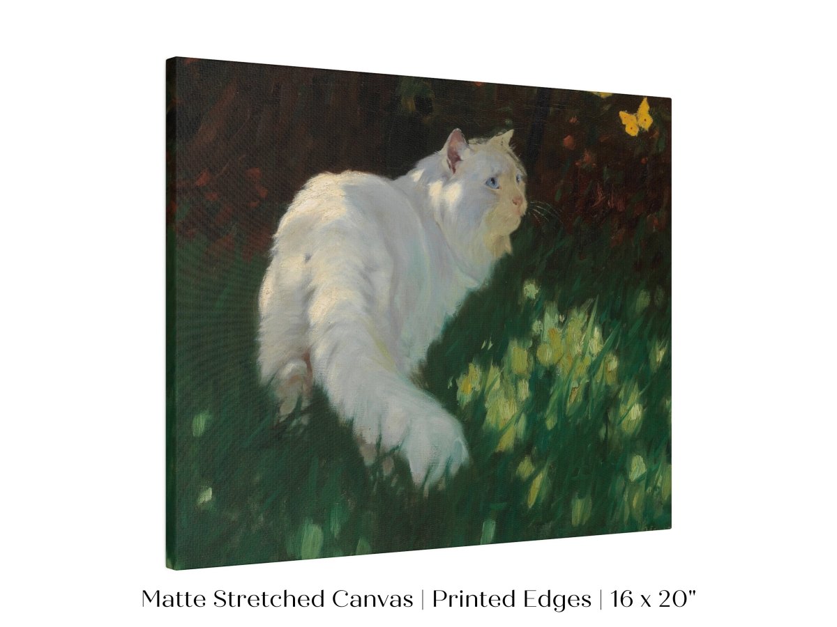 White Cat and Yellow Butterflies | P450 - Single Art Prints - Piccolo Fiore Prints