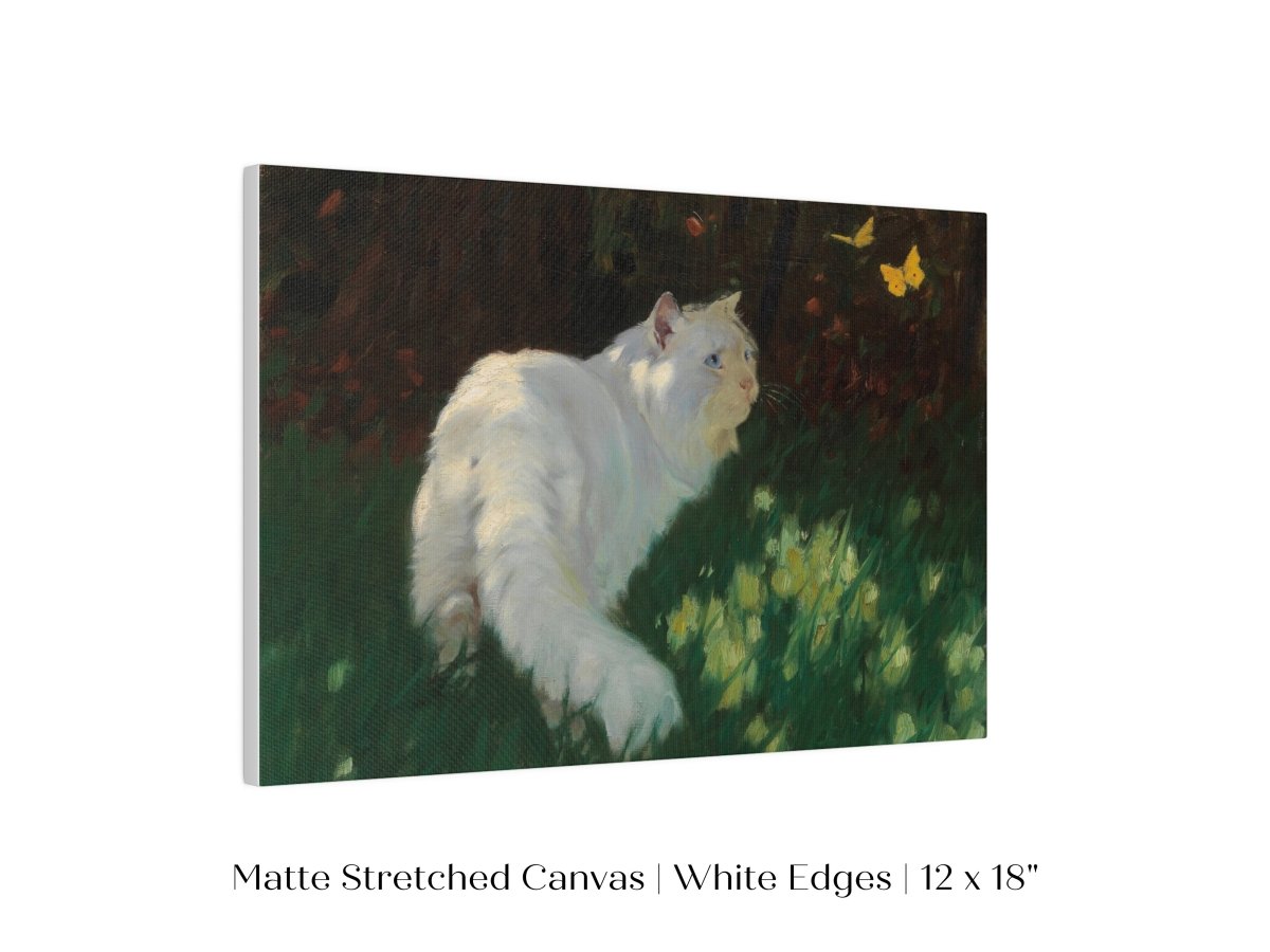 White Cat and Yellow Butterflies | P450 - Single Art Prints - Piccolo Fiore Prints