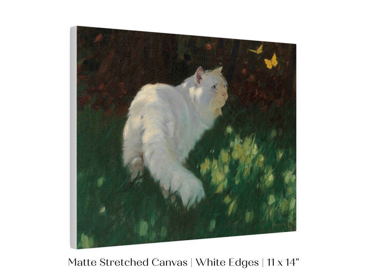 White Cat and Yellow Butterflies | P450 - Single Art Prints - Piccolo Fiore Prints