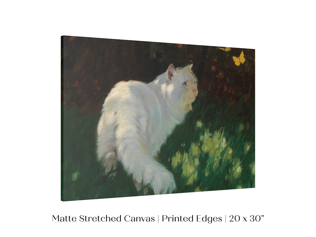 White Cat and Yellow Butterflies | P450 - Single Art Prints - Piccolo Fiore Prints