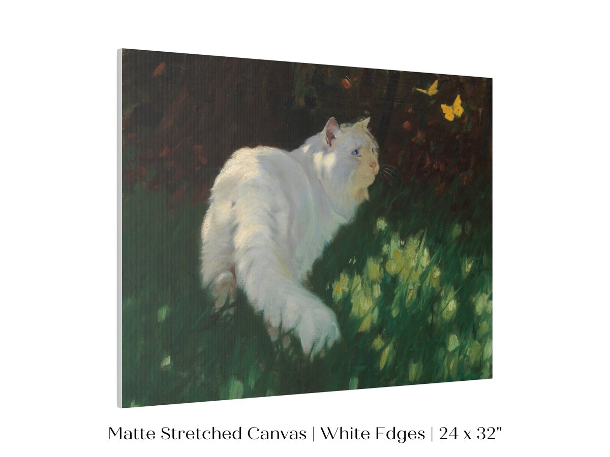 White Cat and Yellow Butterflies | P450 - Single Art Prints - Piccolo Fiore Prints