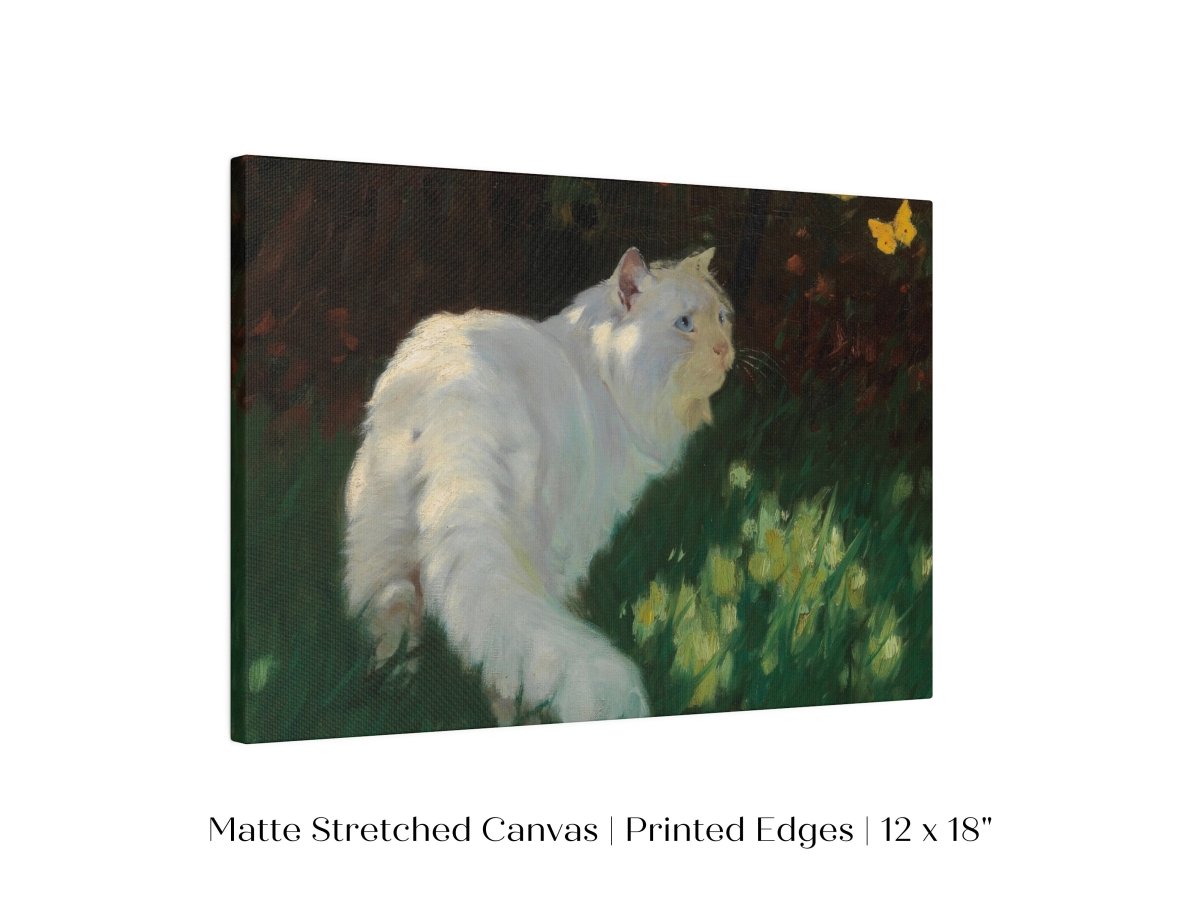White Cat and Yellow Butterflies | P450 - Single Art Prints - Piccolo Fiore Prints
