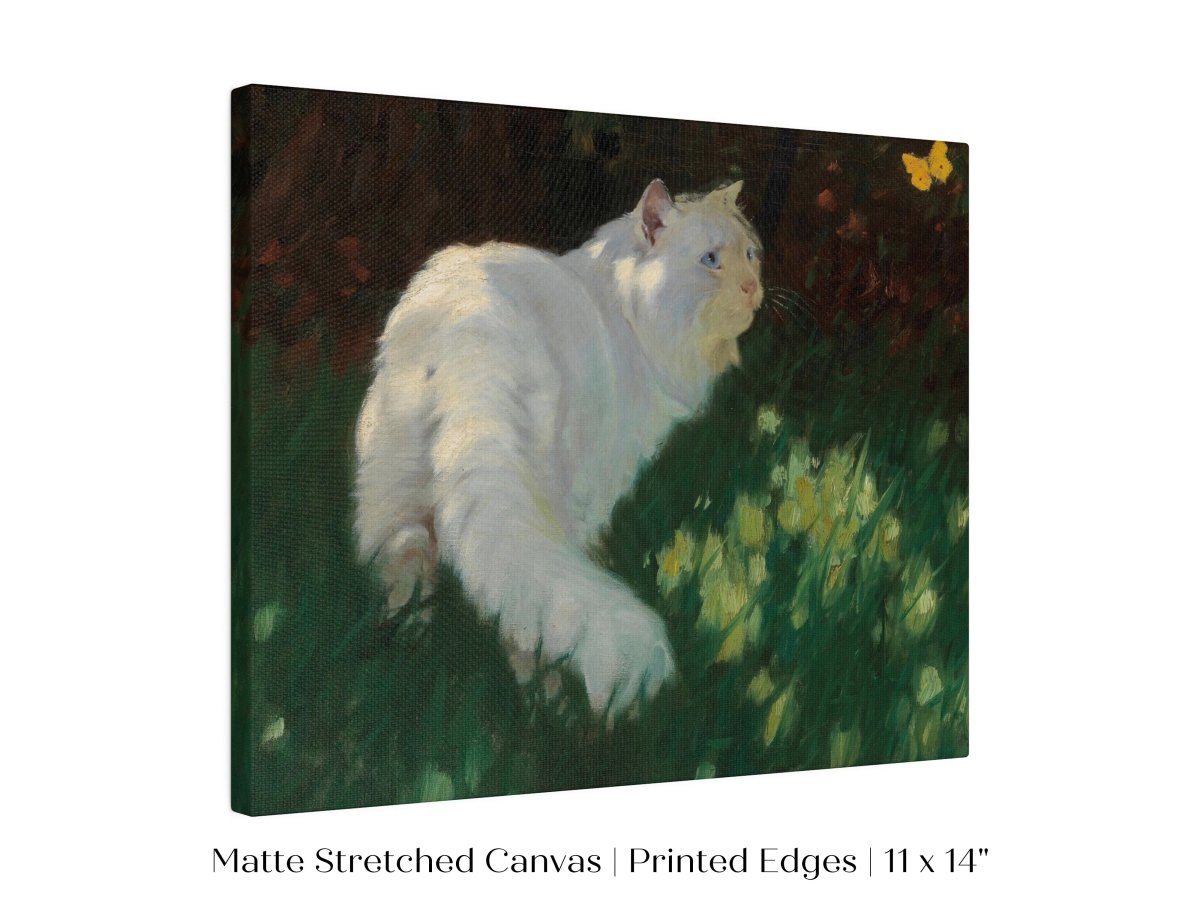 White Cat and Yellow Butterflies | P450 - Single Art Prints - Piccolo Fiore Prints