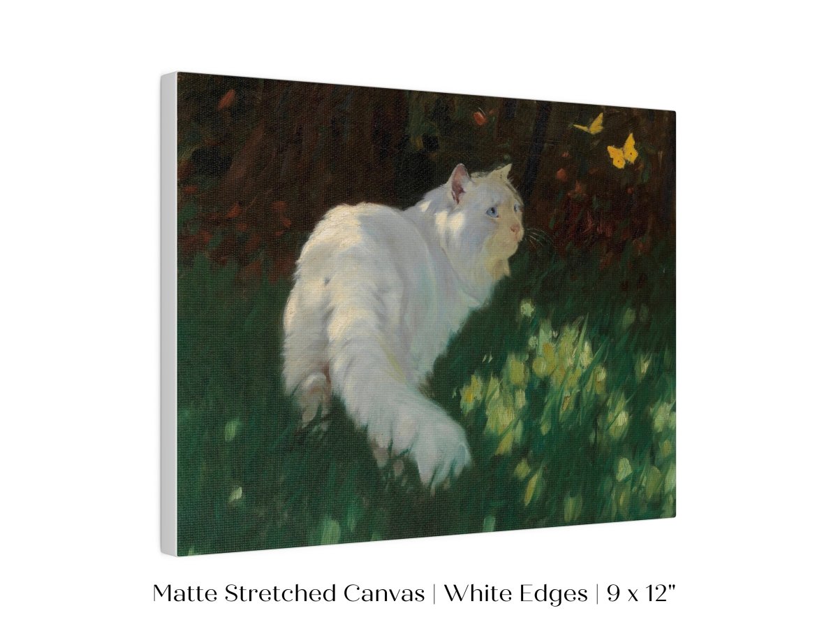 White Cat and Yellow Butterflies | P450 - Single Art Prints - Piccolo Fiore Prints