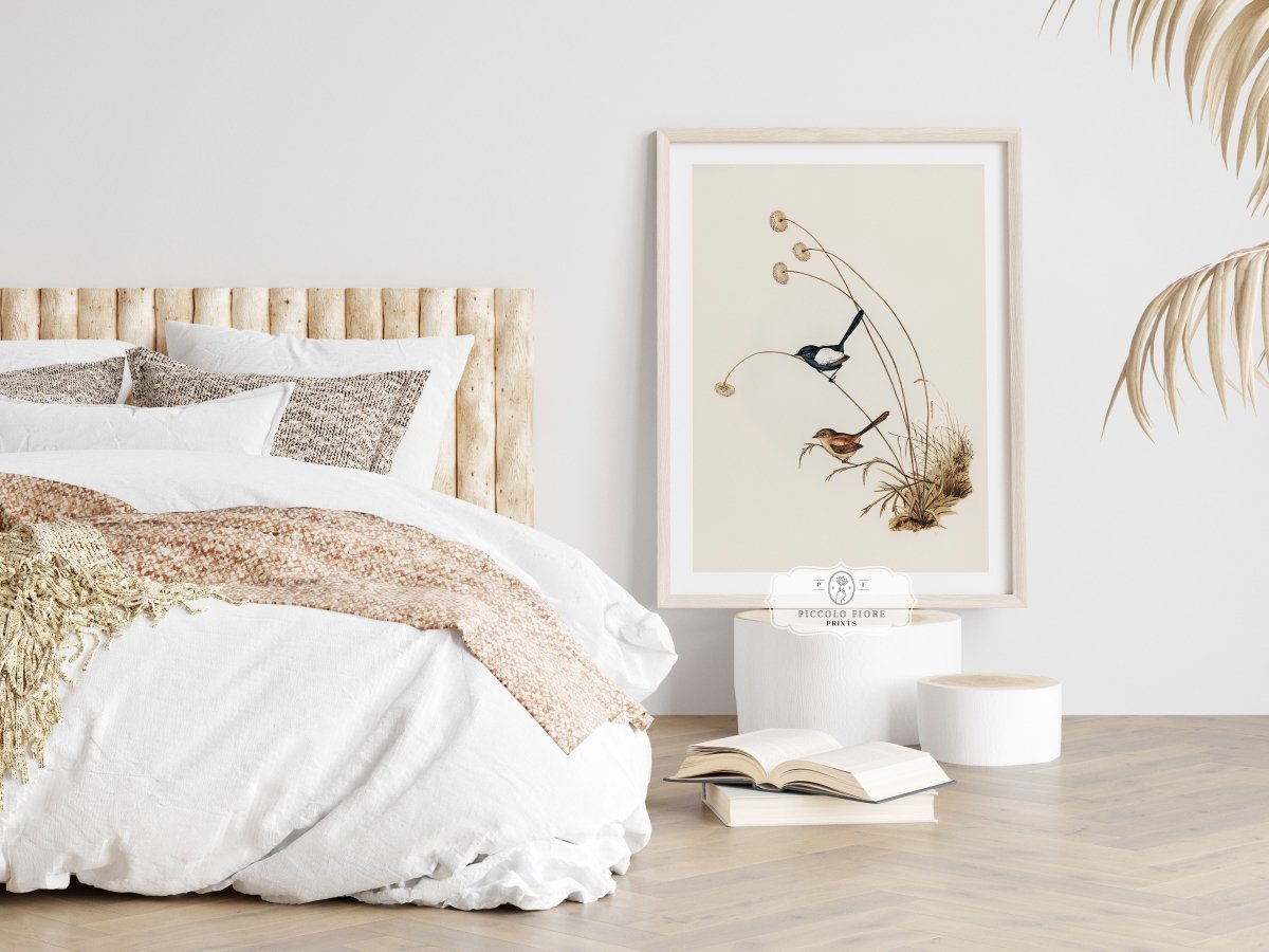 White - Winged Wren Illustration | P316 - Single Art Prints - Piccolo Fiore Prints