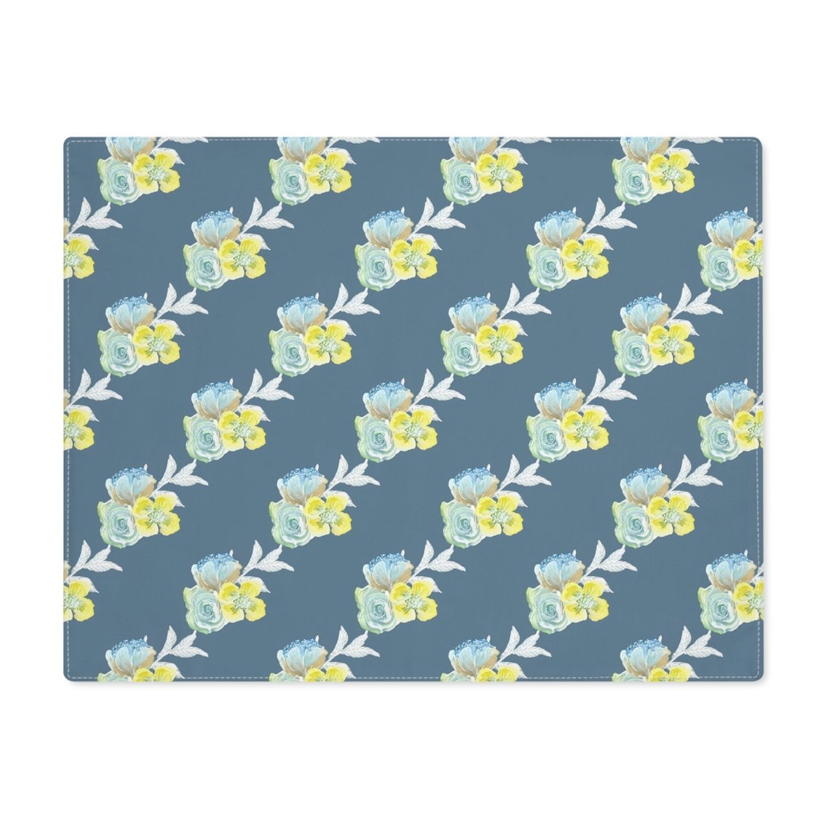 Wild Rose Diagonal Stripe in Teal | Placemat - Cotton Twill Placemat - Piccolo Fiore Prints