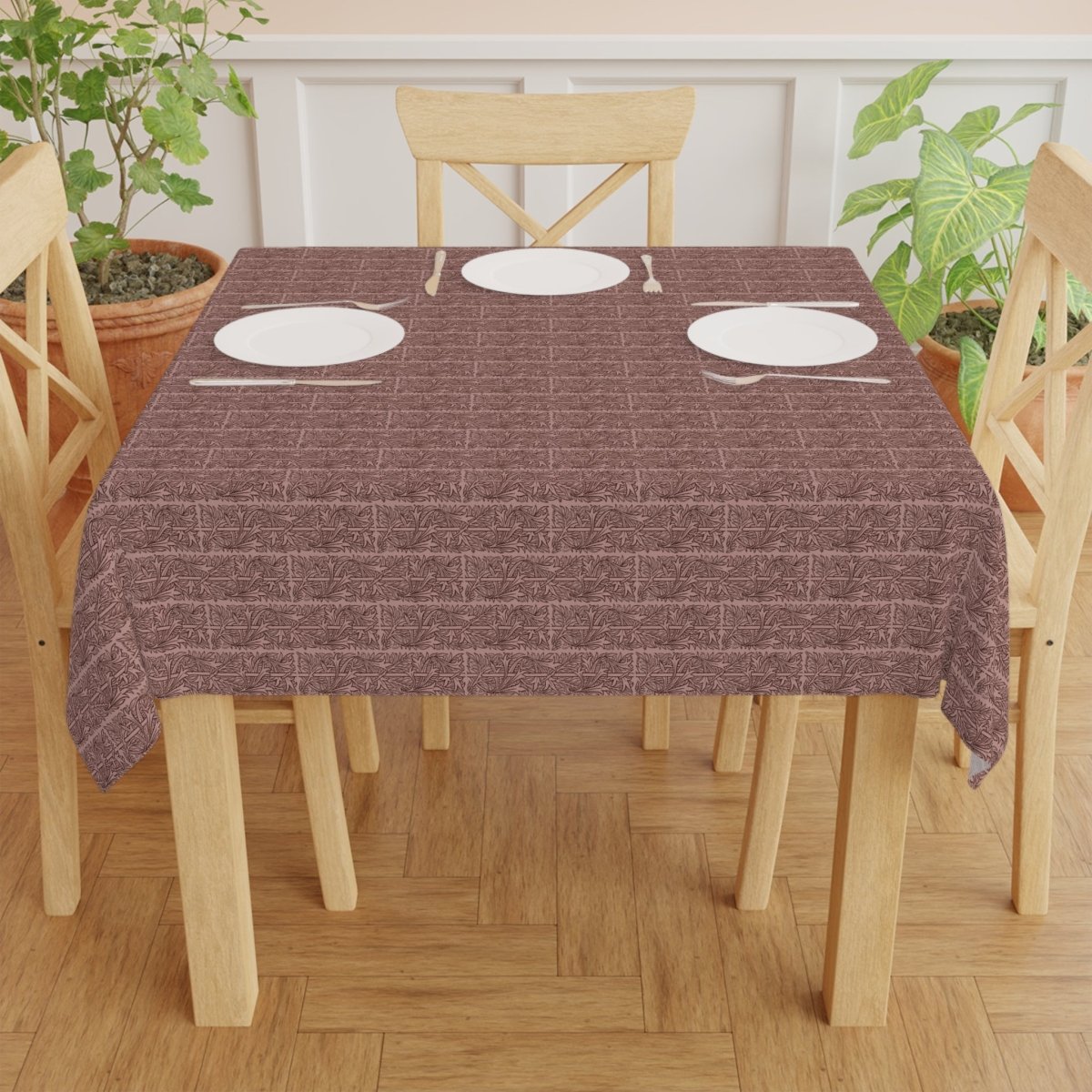 Woodblock - 1 - Pink&Brown | Tablecloth - Tablecloth - Piccolo Fiore Prints