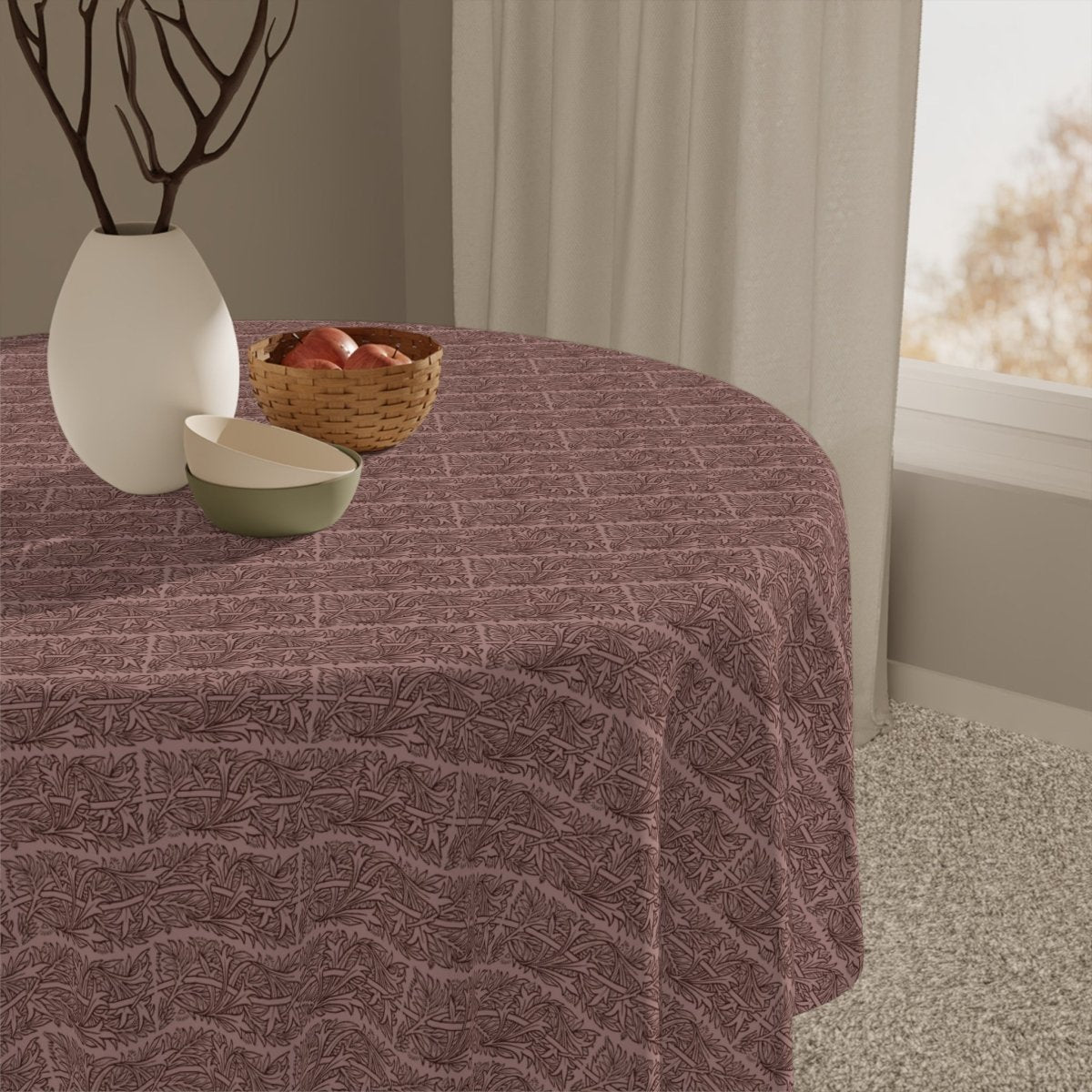 Woodblock - 1 - Pink&Brown | Tablecloth - Tablecloth - Piccolo Fiore Prints