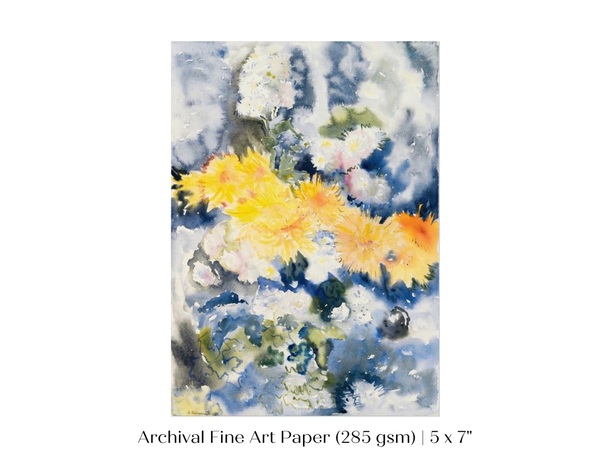 Yellow and Blue Watercolour Abstract | P64 - Single Art Prints - Piccolo Fiore Prints