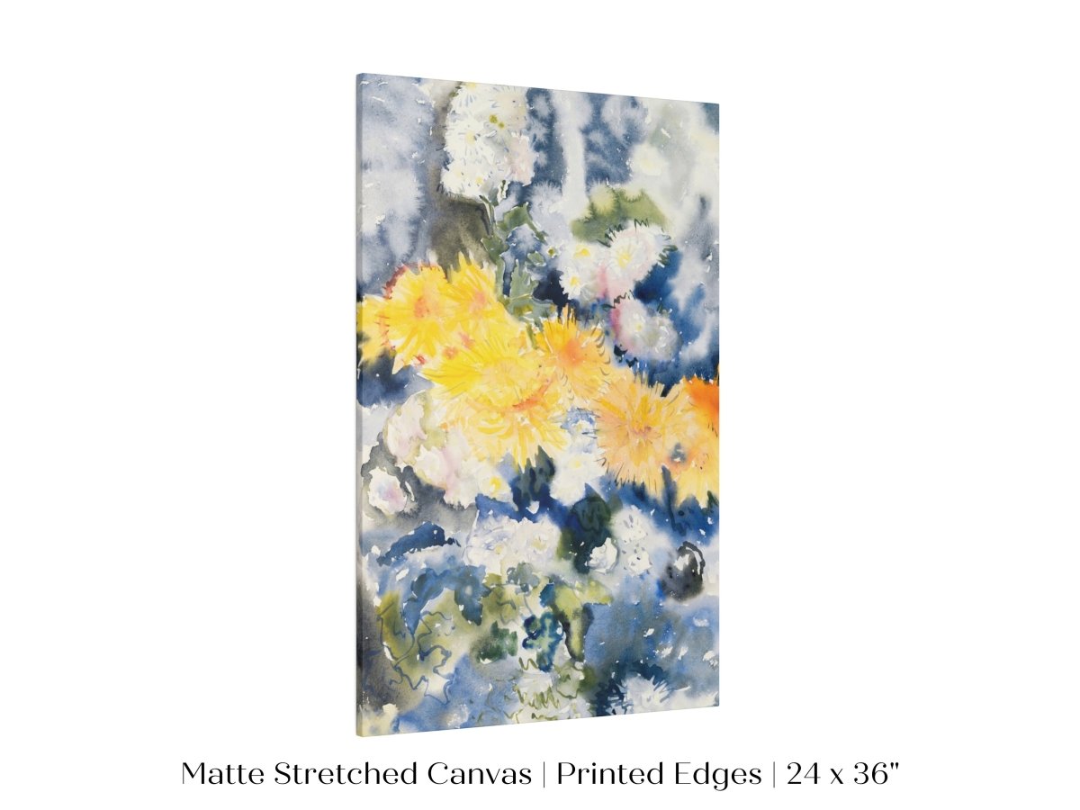 Yellow and Blue Watercolour Abstract | P64 - Single Art Prints - Piccolo Fiore Prints