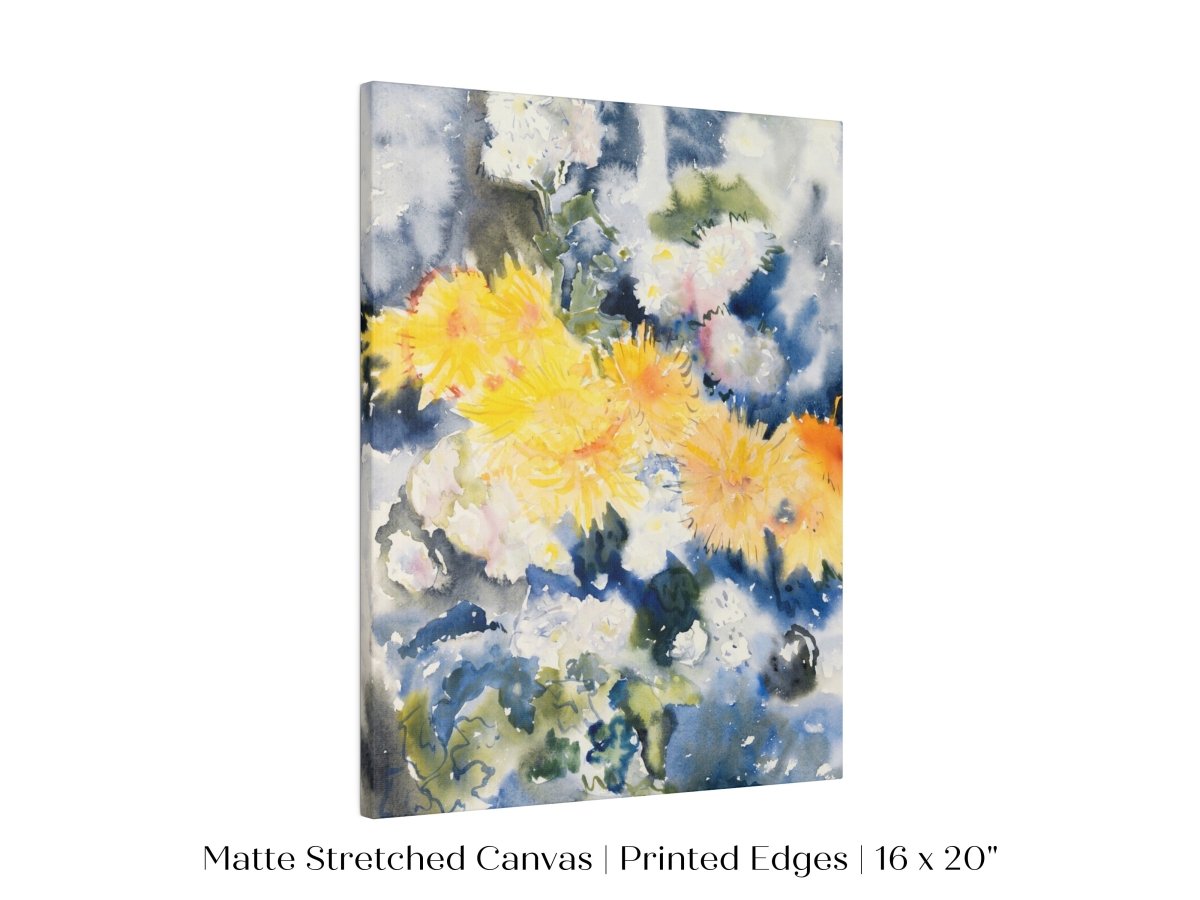 Yellow and Blue Watercolour Abstract | P64 - Single Art Prints - Piccolo Fiore Prints
