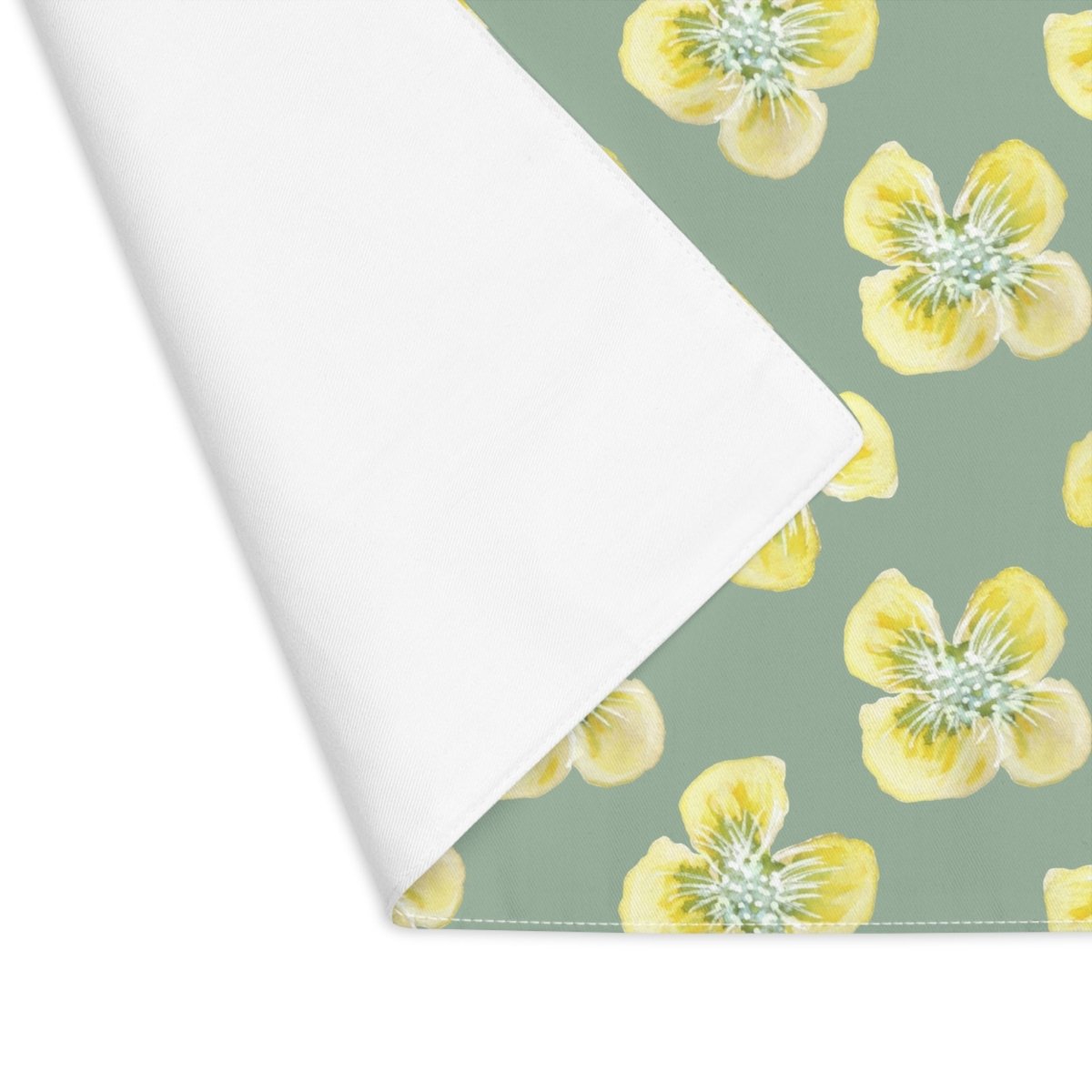 Yellow Watercolour Flowers in Khaki | Placemat - Cotton Twill Placemat - Piccolo Fiore Prints
