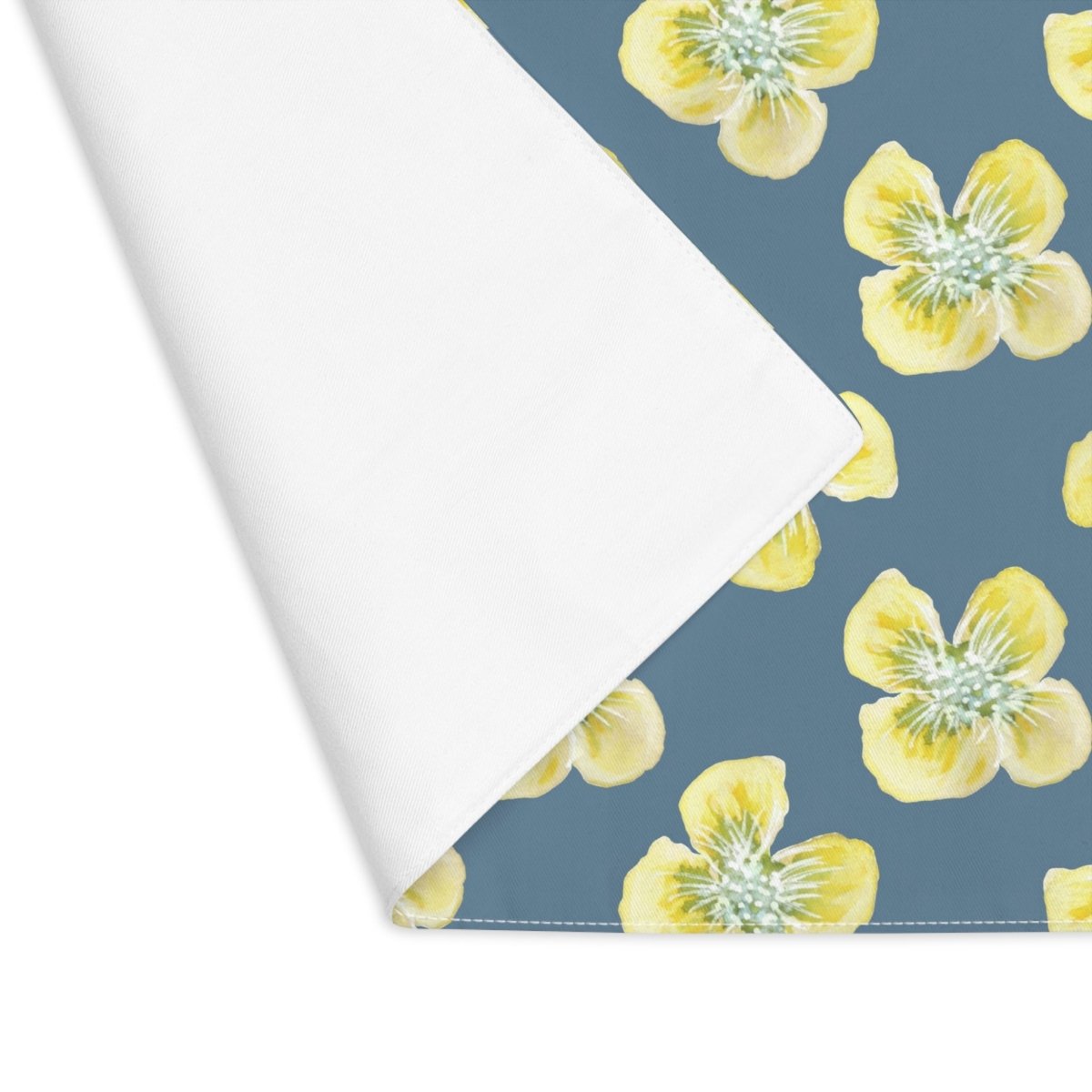 Yellow Watercolour Flowers in Teal | Placemat - Cotton Twill Placemat - Piccolo Fiore Prints