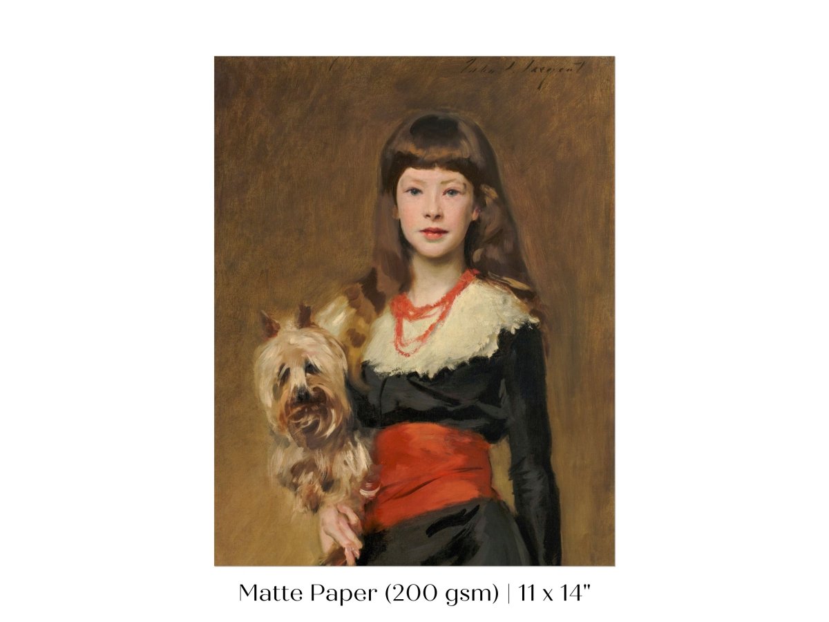 Young Lady with Yorkshire Terrier | P127 - Single Art Prints - Piccolo Fiore Prints