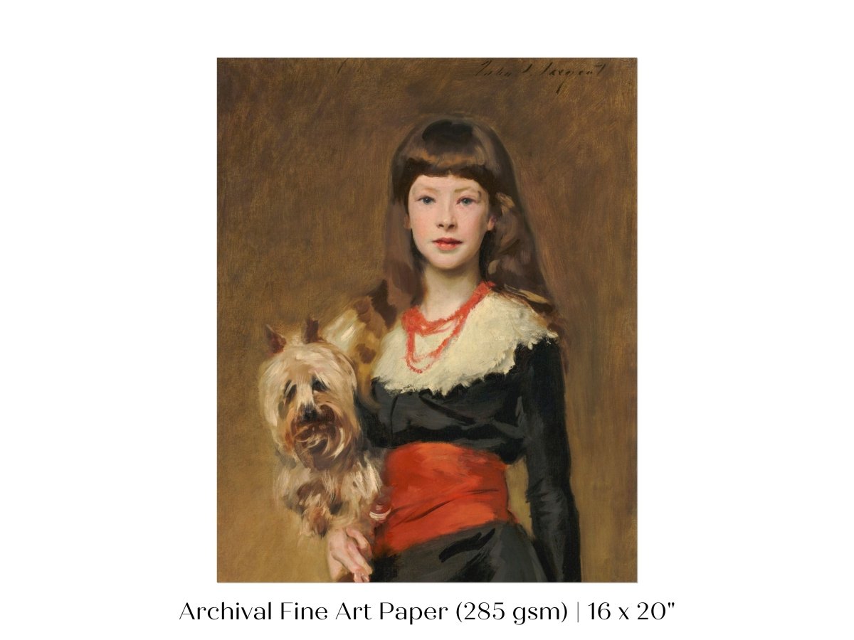 Young Lady with Yorkshire Terrier | P127 - Single Art Prints - Piccolo Fiore Prints