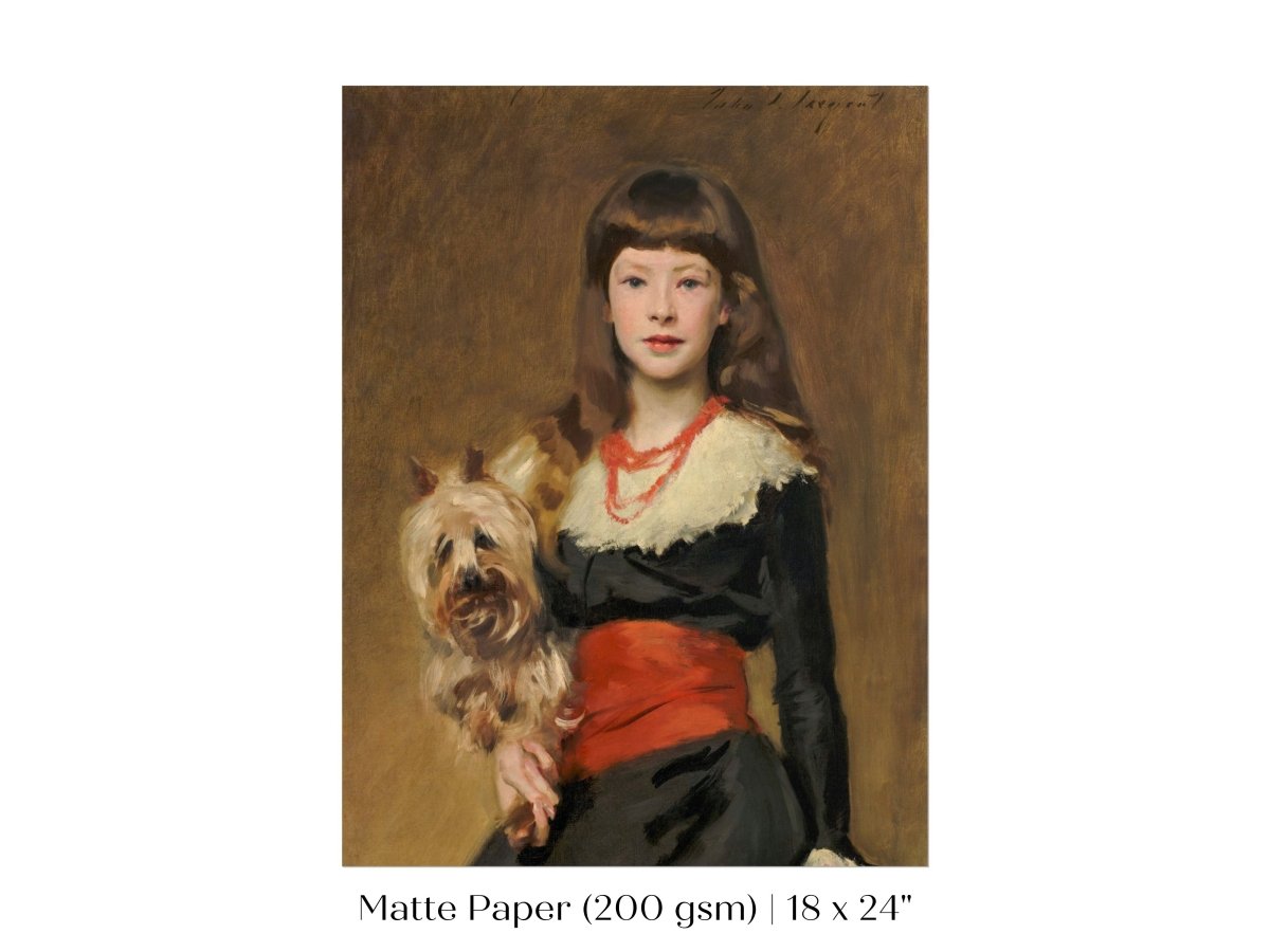 Young Lady with Yorkshire Terrier | P127 - Single Art Prints - Piccolo Fiore Prints