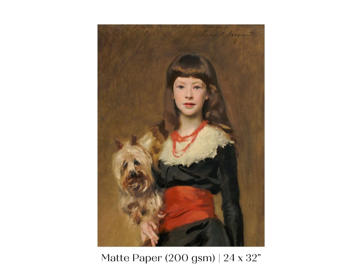 Young Lady with Yorkshire Terrier | P127 - Single Art Prints - Piccolo Fiore Prints