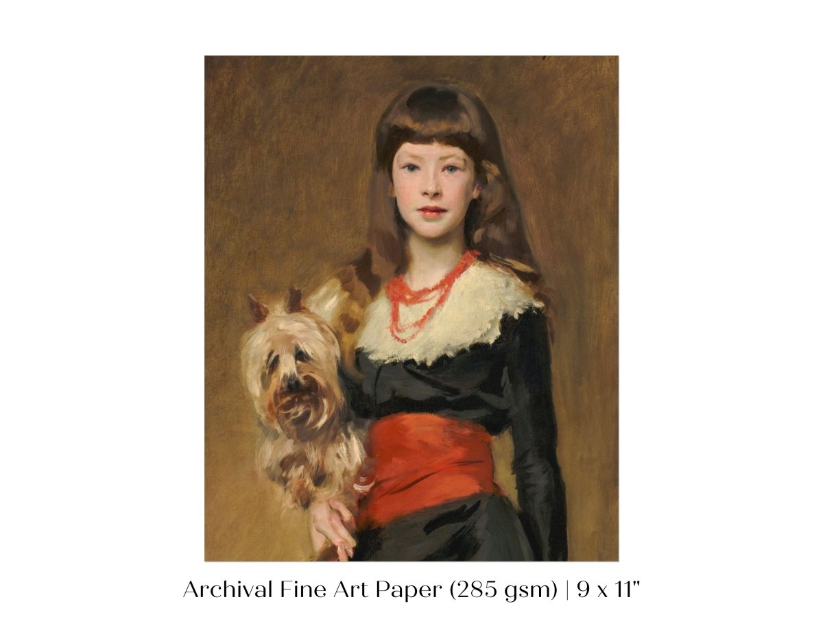 Young Lady with Yorkshire Terrier | P127 - Single Art Prints - Piccolo Fiore Prints