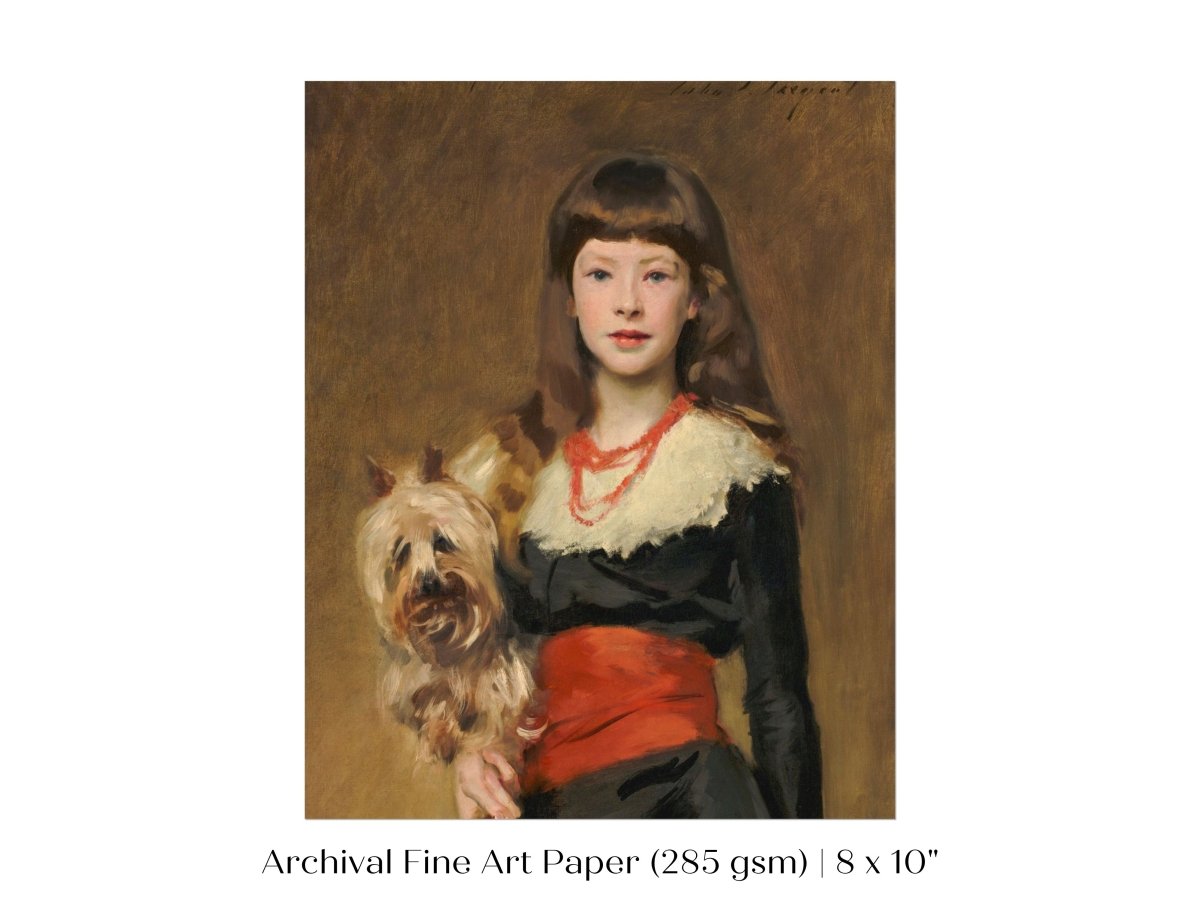 Young Lady with Yorkshire Terrier | P127 - Single Art Prints - Piccolo Fiore Prints